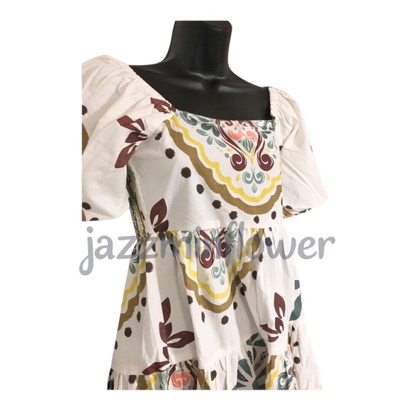 Gorgeous cream multi puff sleeve tiered maxi nap dress size small new - Picture 13 of 17